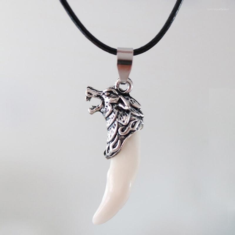 

Pendant Necklaces Boho Style Wolf Tooth Couple Necklace Men's Choker