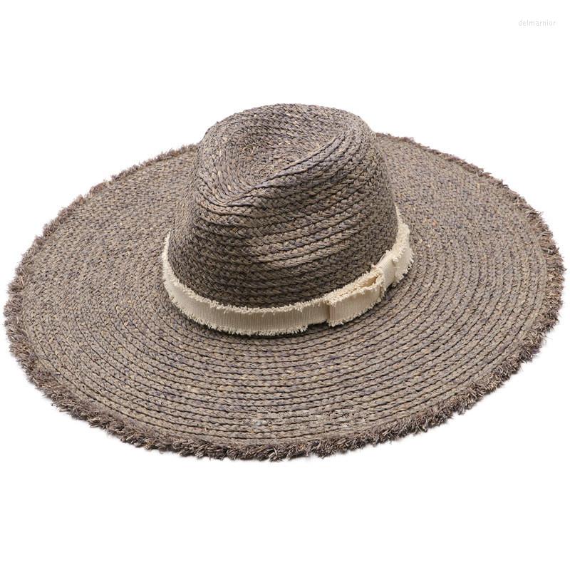 

Berets 202201-gaoda-10202 Summer Natural Handmade RIFFIA Grass Wind Brim HOLIDAY Beach Lady Fedoras Cap Men Women Panama Jazz Hat, Black