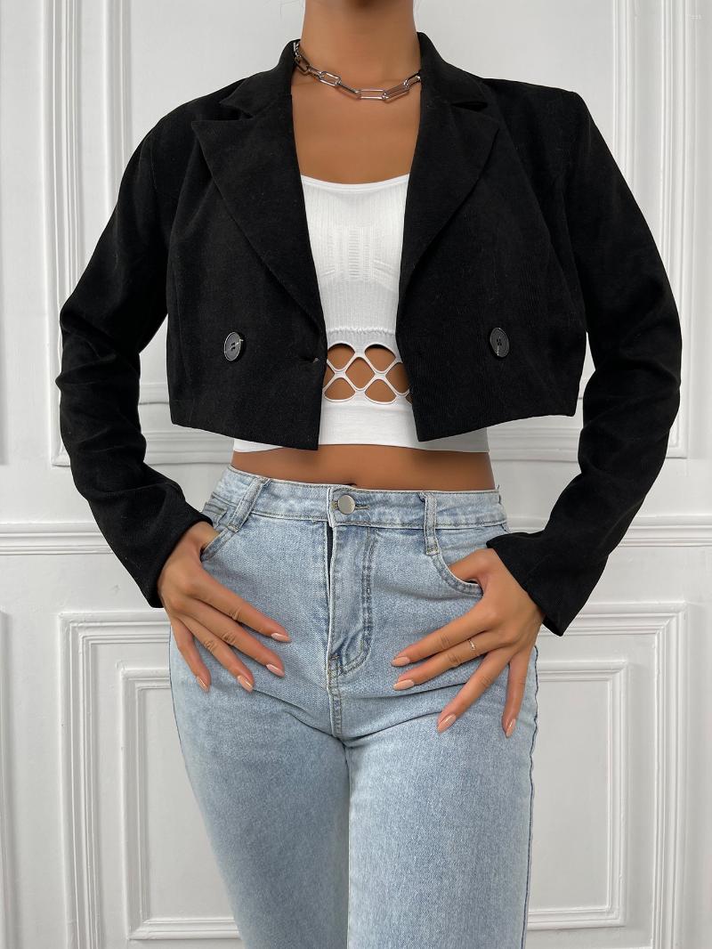 

Women's Jackets Women Stylish Solid Single-button Crop Spring Autumn 2022 Women's Coat Fashion Casual Simple Black Lapel Outwear