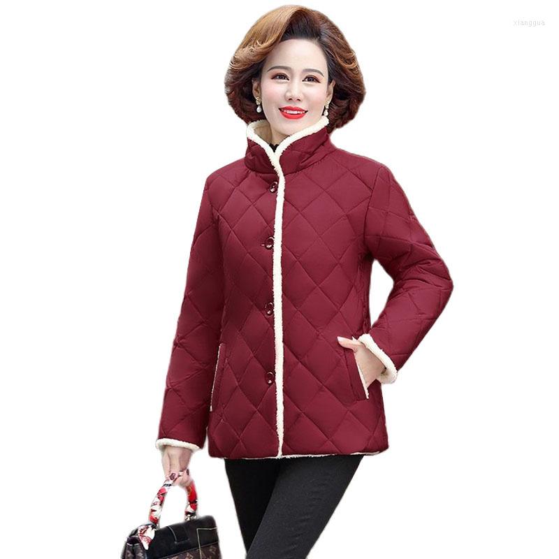 

Women's Trench Coats 2022 Middle-aged Winter Lamb Fur Women Jacket Plus Velvet Thick Short Female Casual Cotton Basic Parka Tops Overcoa, Purple