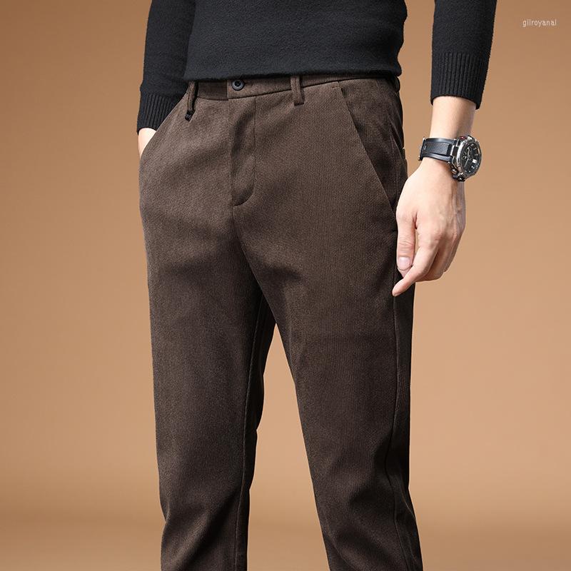 

Men's Pants Corduroy Men's Fashion Solid Color Retro Casual Straight Men Streetwear Cotton Harem Mens Trousers 38, By813 coffee