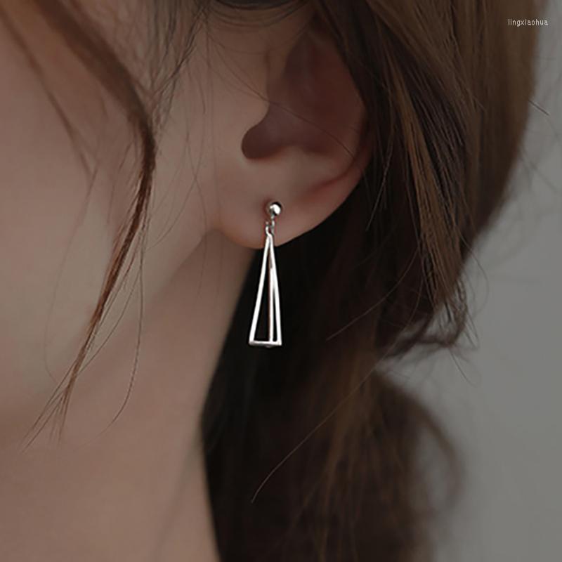 

Stud Earrings Minimalist Prevent Allergy Silver Color For Women Fashion Creative Hollow Geometric Handmade Party Jewelry