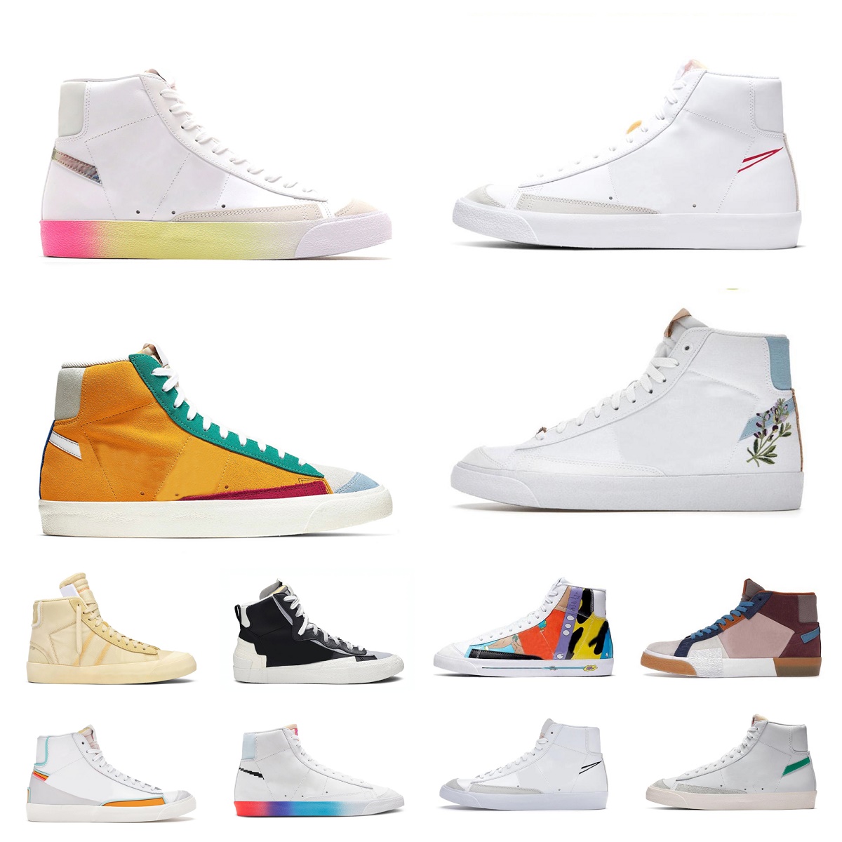 

Blazer Mid 77 Casual Shoes for Womens Mens Vintage Jumbo White Pink Oxford Black Sail Dark Russet Floral Sunflower Green Fashion High Low, F021