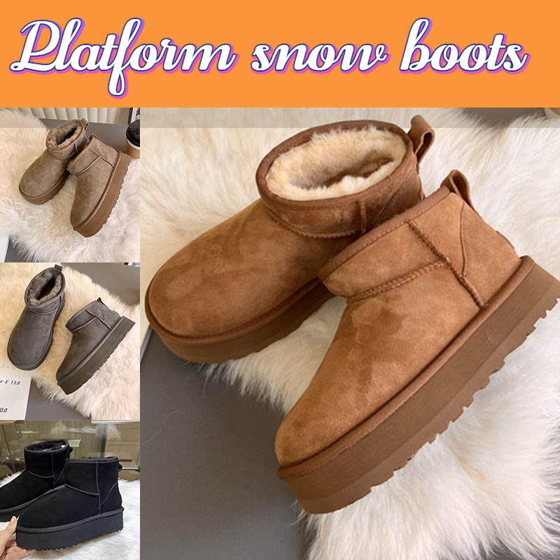 

Australia Boots Classic ultra mini platform Boot designer winter Snow boots women plush Ankle booties Chestnut fur Sheepskin Suede short men womens warm shoes, Bubble wrap packaging