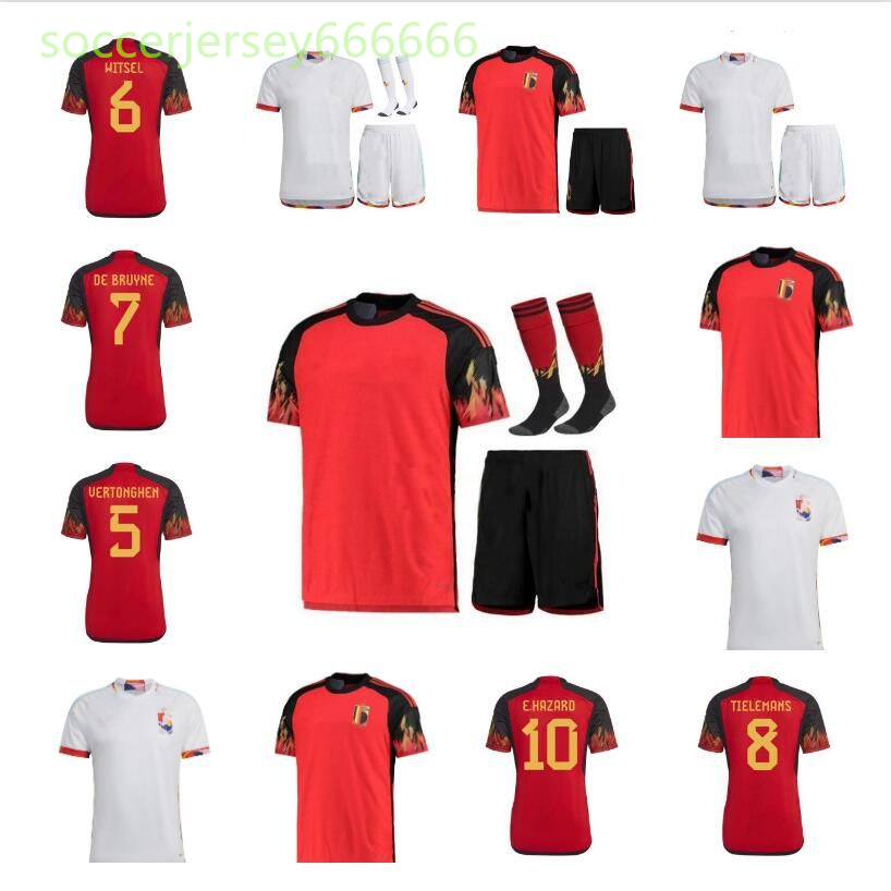 Joueur des fans Belgique 2022 Coupe du monde Jerseys Jerseys Team de Bruyne Hazard Courtois Lukaku Tielemans Doku 2023 Batshuayi Kevin Men Kids K