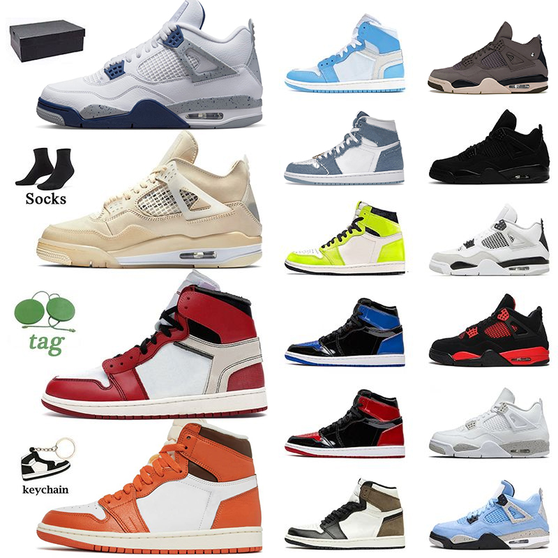 

With Box Jumpman 1 4 Basketball Shoes Denim Starfish 1s Lost and Found Sail 4s Offs White Oreo Dark Mocha Black Cat University Blue Midnight Navy Bred Trainers Sneakers, E30 offffwhite chicago 36-47