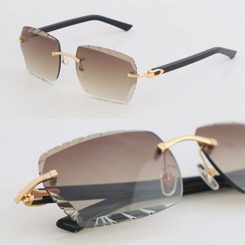 Latest Fashion Rimless Black White Plank Sunglasses Women Sunglass Design Sun Glasses driving Metal Frame Eyeglasses 18K Gold Brown 3524012 Diamond