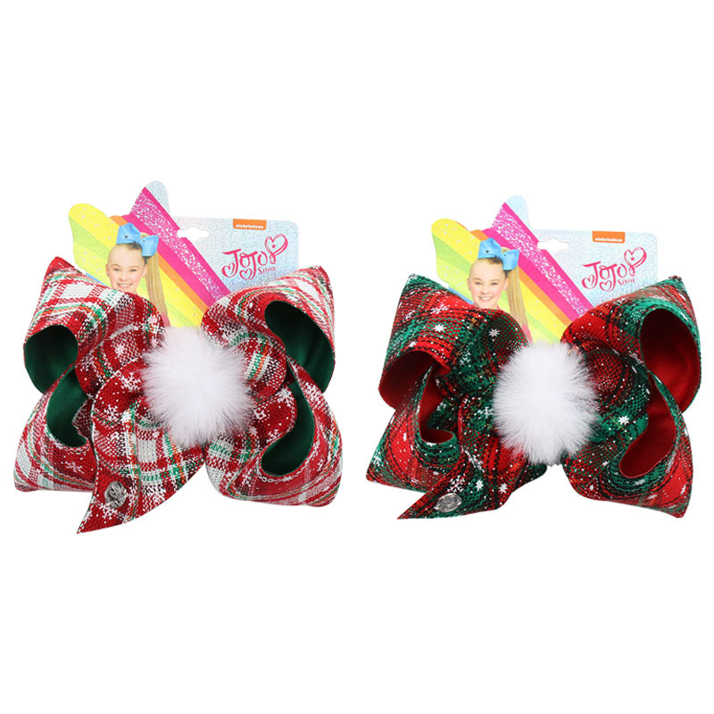 

7 inch Christmas Children Bow Hairpin Fabric Handmade Hair Accessories Girls Fashion Headdress Kids Festival Decoration, Mixed color