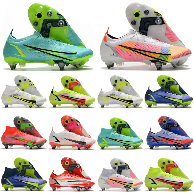 

Mercurial Superfly 8 Elite FG mens Soccer boots Shoes leather black white Anthracite metallic bomber grey Korea volt football cleats Sneakers size 40-46, Color 9