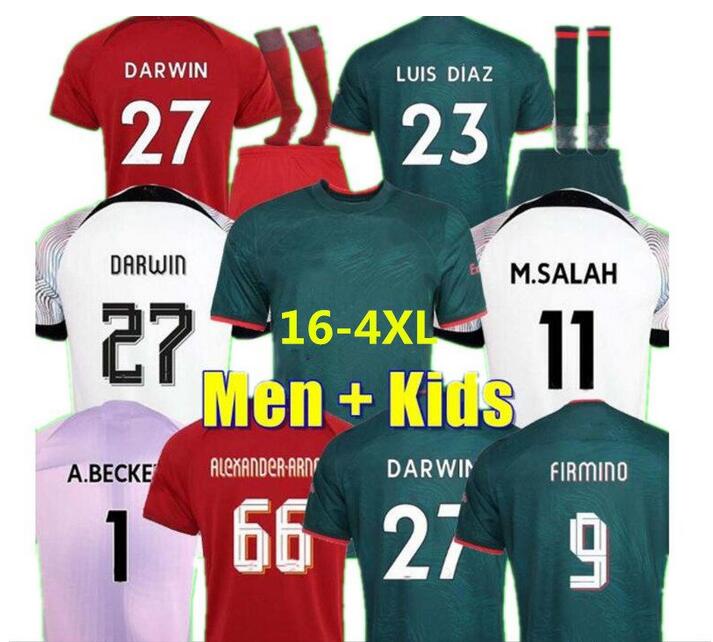 

XXXL 4XL soccer jerseys season home away 3rd DARWIN 2022 2023 Mohamed Diogo Luis DIaz Alexander Arnold football kit tops shirts men kids uniform Alisson goalkeeper, 22/23