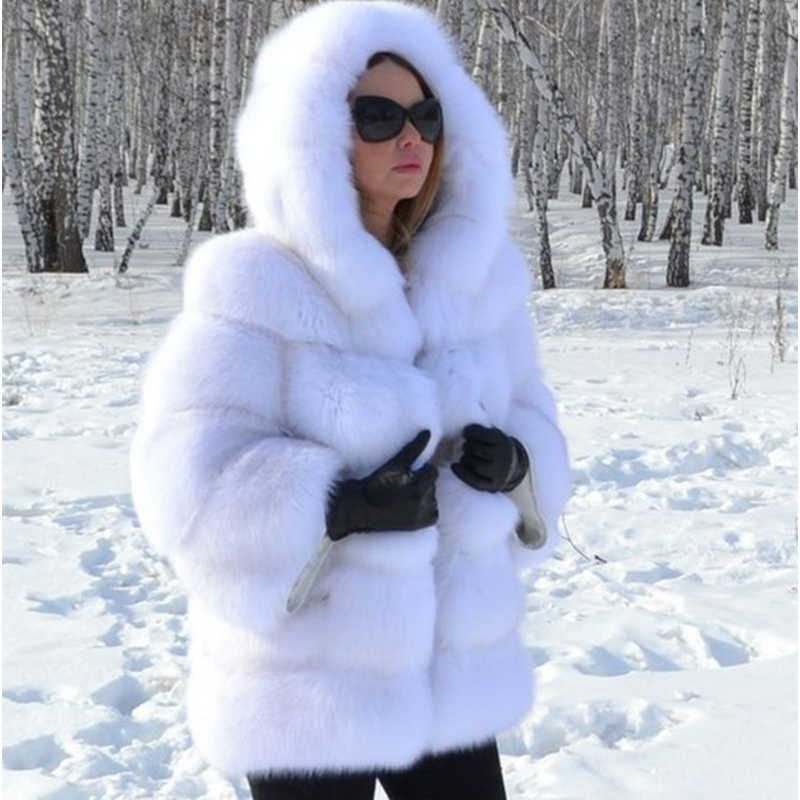 

Women' Fur Faux High Quality ry Silver Coats and Jackets Women Fluffy Coat Hooded Thick Warm Winter Jacket Manteau Femme T221102, Silver fox