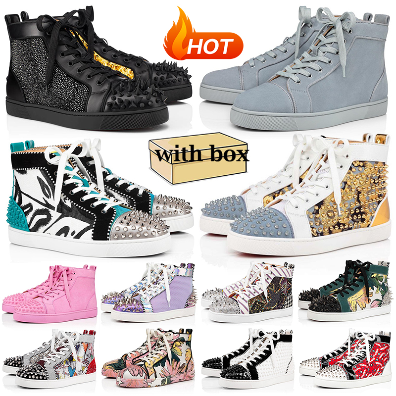 

red bottoms casual shoes men women designer sneakers high low top boots black white cool grey pink dark blue luxury platform mens trainers for party wedding, Item#21