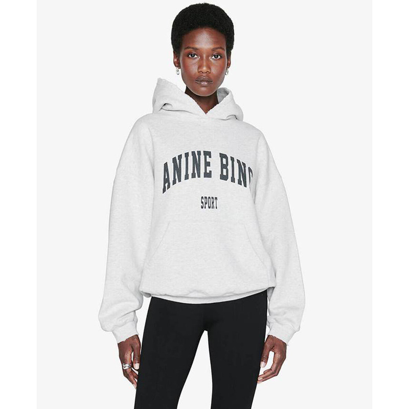 

ANINE BING Women Oversized Cotton Fleece Sweatshirt Sport Hooded Warm Designer Hoodies Sweater