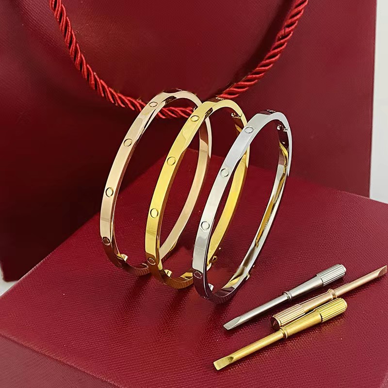 4mm amour bracelet mode or rose titane acier mode vacances cadeau accessoires pour hommes et femmes