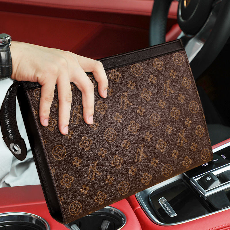 

High Qualitys Hand bag Travel Toiletry Pouch 26cm Protection Makeup Clutch Men Women Leather Waterproof Cosmetic Bags For Womens With DustBag Handbags, Brown flower