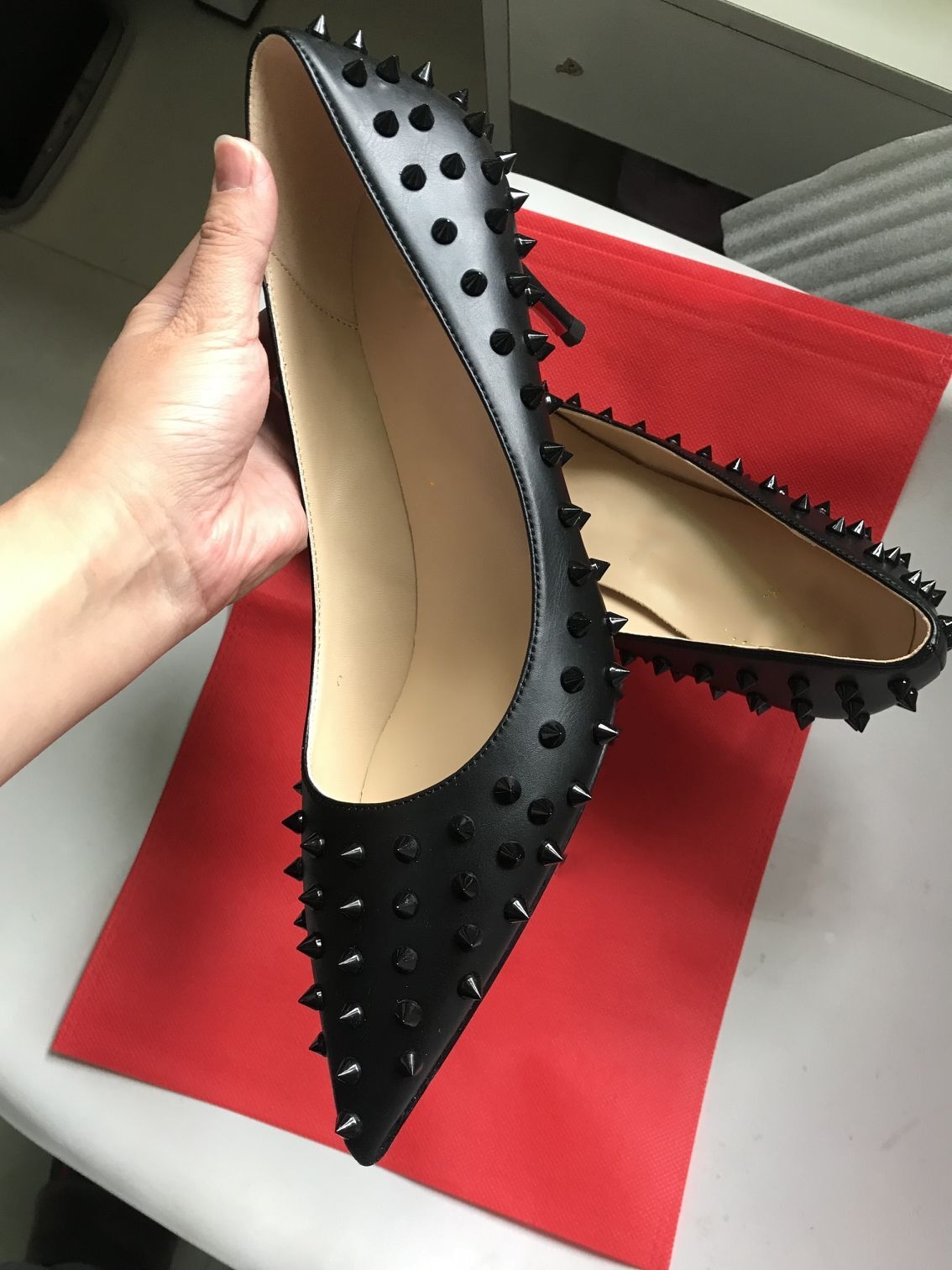

Fashion 6cm Low Heel Women High Heels Lady Dress shoes Luxurys Design Woman Genuine Leather Stiletto Wedding Party Shoe 8 10 12CM Office shoes Size -44, Customized