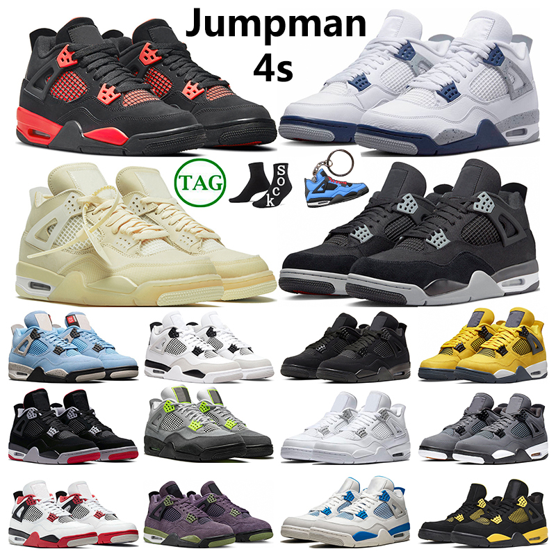 

4s basketball shoes 4 men women sneakers Midnight Navy Red Thunder Black Cat Military Black Canyon Purple Sail Cool Grey sports trainers, Lightning