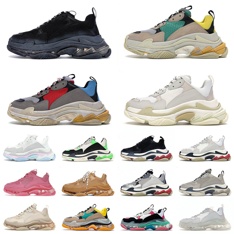 

top fashion 2022 triple s sneakers casual shoes clear sole balencigas triple-s 17fw paris balencaigas mens women vintage dad sports trainers 36-45, 20 black pink 36-40