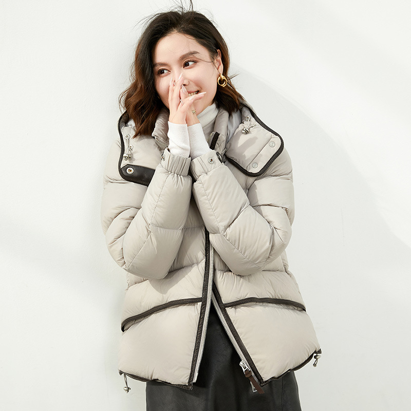 

2022 fashion womens down parkas 90% white duck down winter coats, Gray