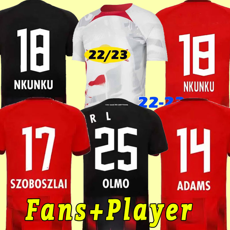 

22 23 RBL Leipziges SILVA Soccer Jerseys 2022 OLMO POULSEN FORSBERG HEE CHAN SABITZER UPAMECANO SZOBOSZLAI KLUIVERT football shirt fans player version pants, Away shorts
