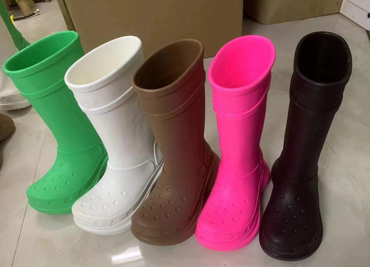 

Designer Rubber Rain Boots Crocs Boot Round Toe Embossed Design Luxury Women Boot, Color1