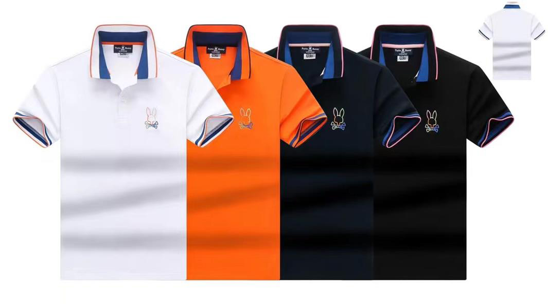 

Men's PsychoBunny Skull Rabbit Polo Shirt Short Sleeve Cartoon Embroidery Collar Solid Fashion Brand Simple #05, Customize