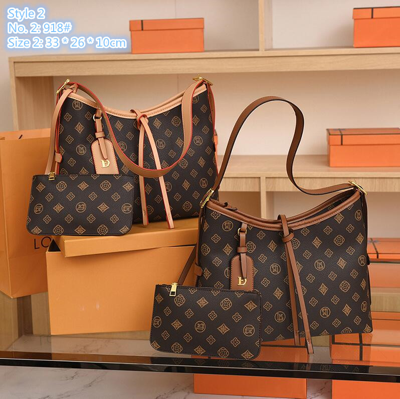 

Wholesale factory ladies shoulder bags 2 styles street fashion geometric pattern retro handbag simple two-piece contrast leather tote bag elegant plaid backpack, Brown-141#-style 1