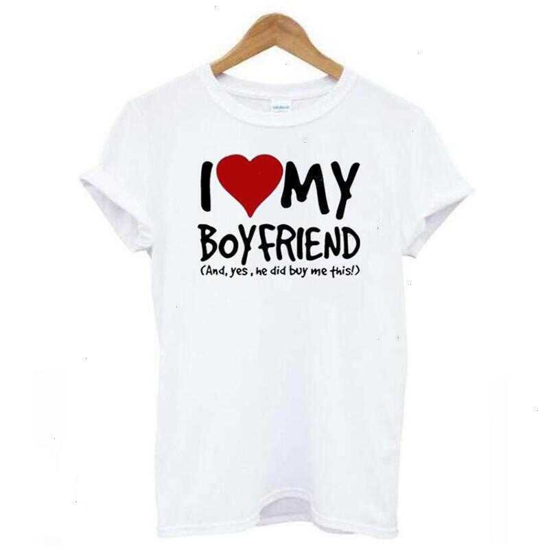 

Lover T Shirt Women Top Fashion Girlfriend Birthday I Love My Boyfriend Yes He, Burgundy