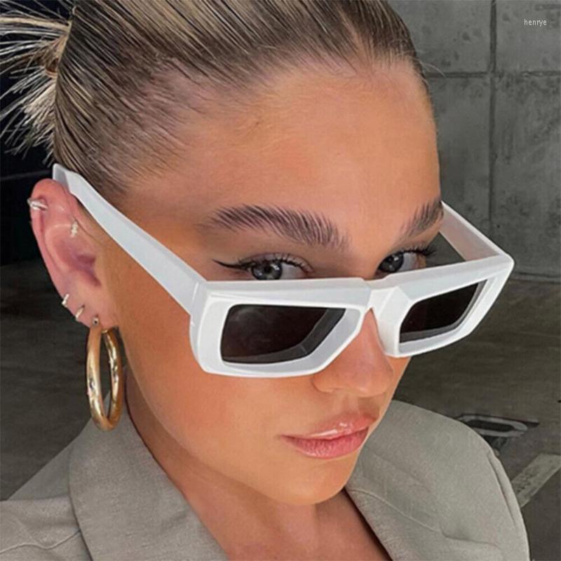 

Sunglasses Trendy White Rectangular Y2K Women Punk Fashion Square Sun Glasses Men 2000s Aesthetic Eyewear Shades