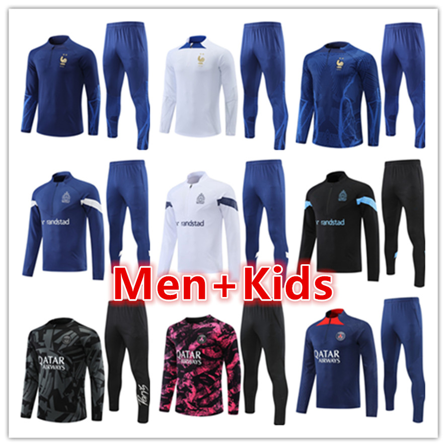 

2022 2023 mens kids soccer jersey sets Player version tracksuit set 22 23 psS MarseilleS MessiS mbappe men football training suit tracksuits survetement chandal om, 15