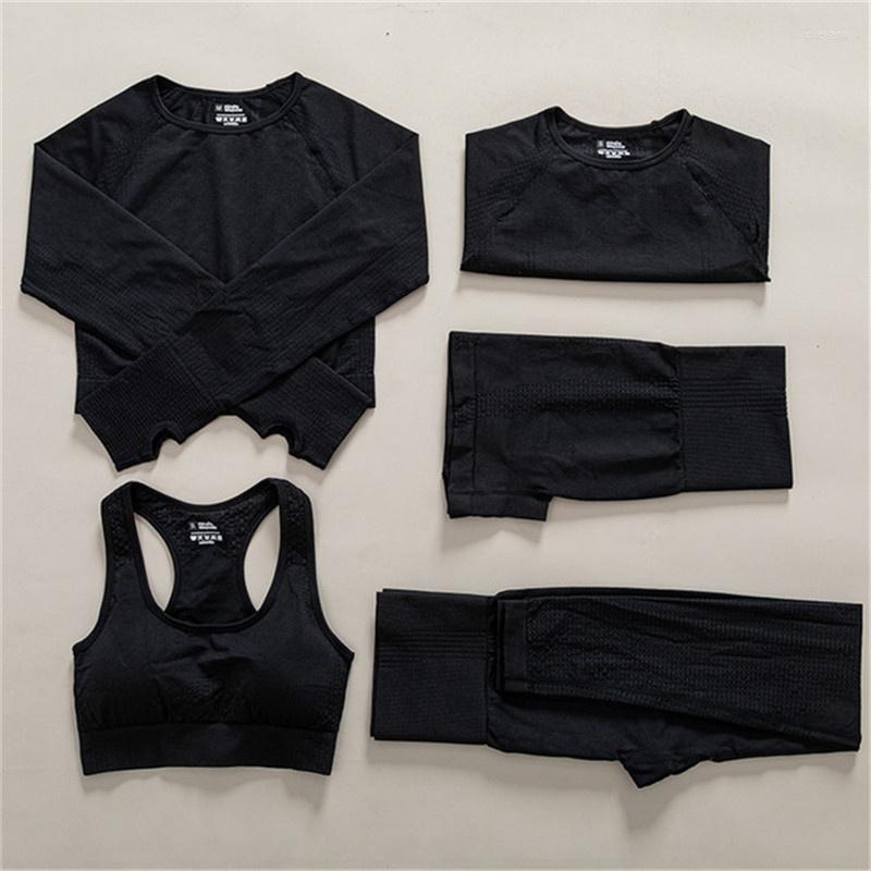 

Active Sets 2/3/5Pcs Women Gym Yoga Set Female Fitness Workout Sportswear Wear Outfits Training Suit Tights Leggings, Green gray 2pcs