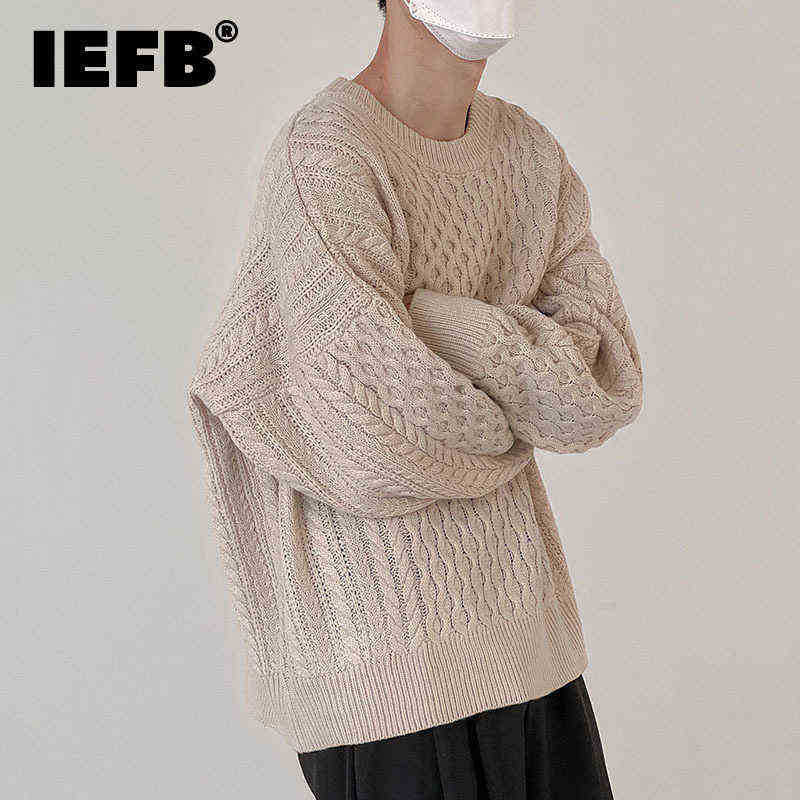 

Yfb Korean Trend CableKnit Sweater Autumn Winter New Round Neck Oversized Kintting Topr Casual Loose Kinttwear Top 9A060 J220818, Khaki.