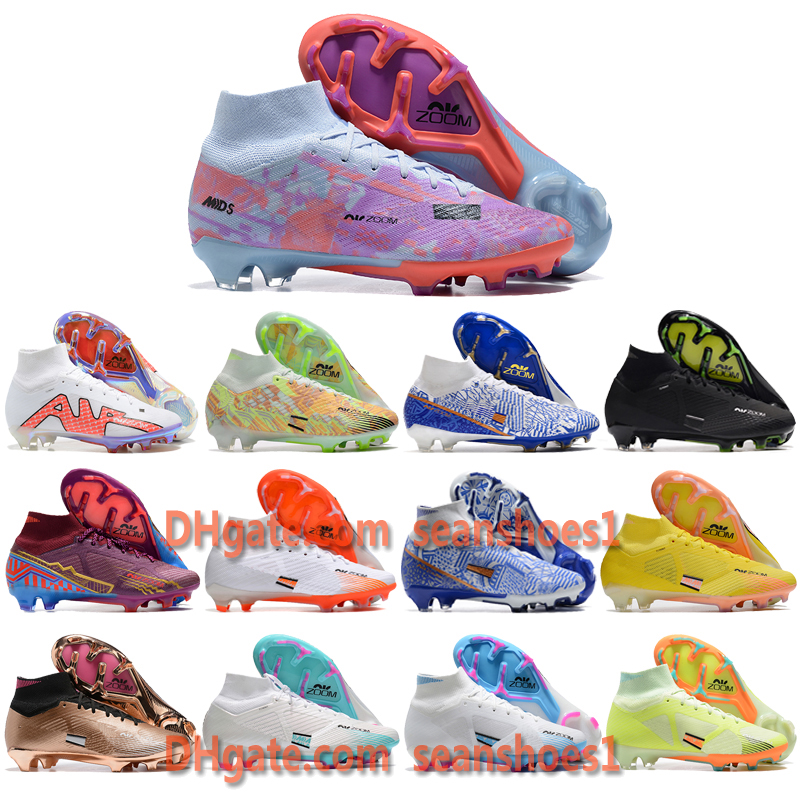 

GIFT SOCKS Football Boots Mercurial Superfly 9 Elite FG ACC Soccer Shoes High Ankle Mbappe Ronaldo CR7 Soft Leather Comfortable Outdoor Mens Football Cleats US6.5-12