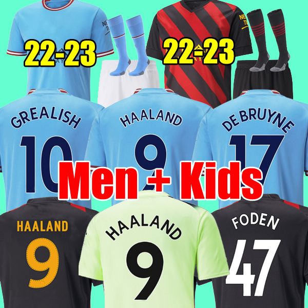 

CUSTOM 22 23 HAALAND SOCCER JERSEYS GREALISH STERLING MANS CITIES MAHREZ fans player version DE BRUYNE FODEN 2022 2023 football tops shirt k, 2022 fans home