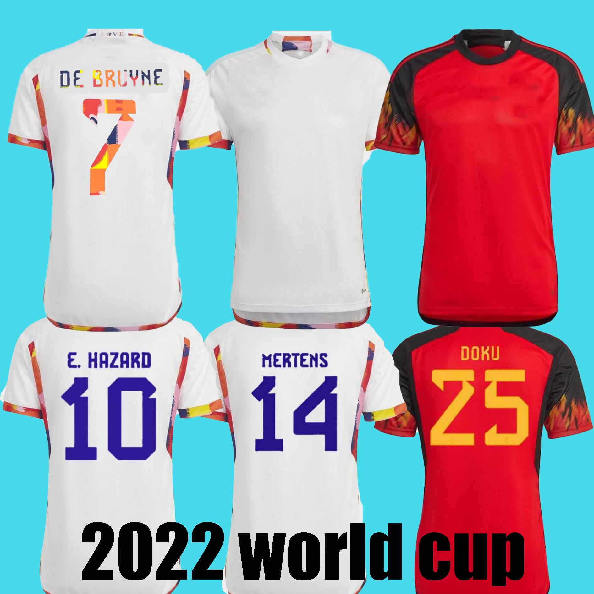 

FANS BELGIUM 2022 World Cup soccer jerseys National Team DE BRUYNE HAZARD COURTOIS LUKAKU TIELEMANS DOKU 22 23 Batshuayi Kevin men kids set Football Shirt Kits, Beige