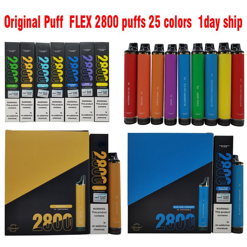 

Electronic Cigarettes Puff flex 2800 puffs 850mah 8ml 25 Colors Vapor disposable vape 0% 2% 5% e Cigarette Original