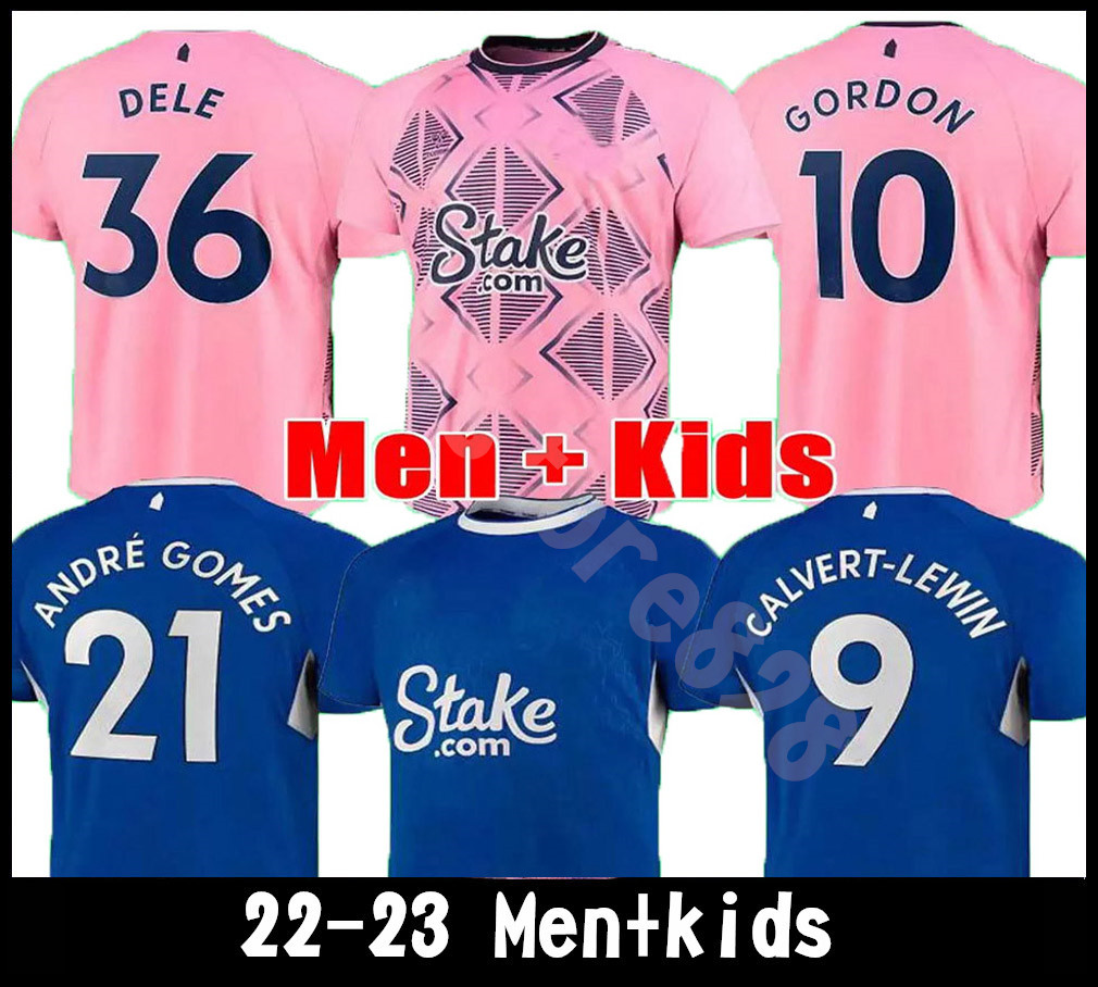 

22 23 toffees KEANE soccer jerseys CALVERT LEWIN LEWIN RICHARLISON ALLAN DIGNE NKOUNKOU BERNARD men kids kit full set football shirt, Yellow