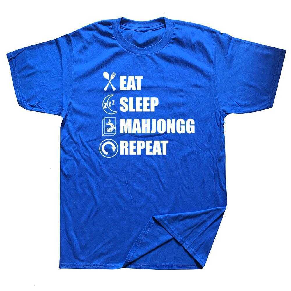 

Funny Eat Sleep Mahjongg Repeat T Shirts Graphic Streetwear Short Sleeve, Color9