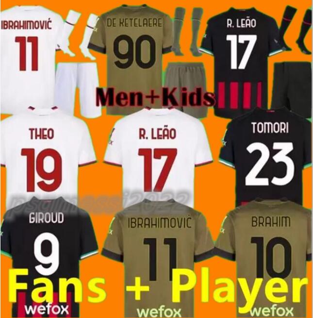 

22/23 AC MILANS IBRAHIMOVIC GIROUD Soccer Jerseys 2022 THEO BRAHIM TONALI Shirt ROMAGNOLI R.LEAO S.CASTILLEJO KESSIE SAELEMAEKERS Football uniform666