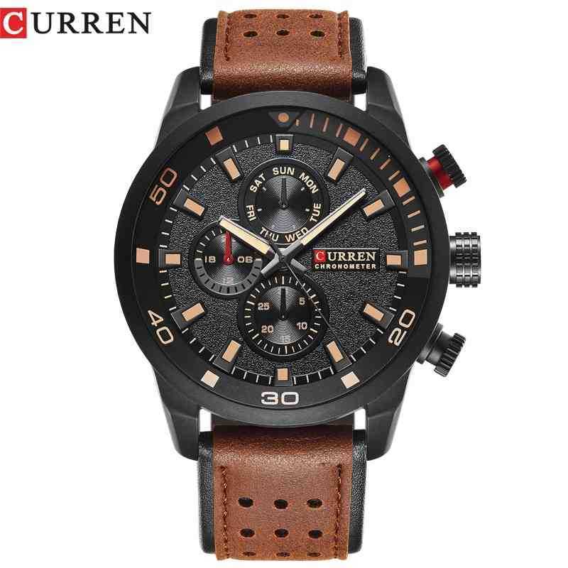 

Brand CURREN top brand dign new fashion casual cool sport man clock military army busins wrist quartz male luxury gift watch Geneva, Brown