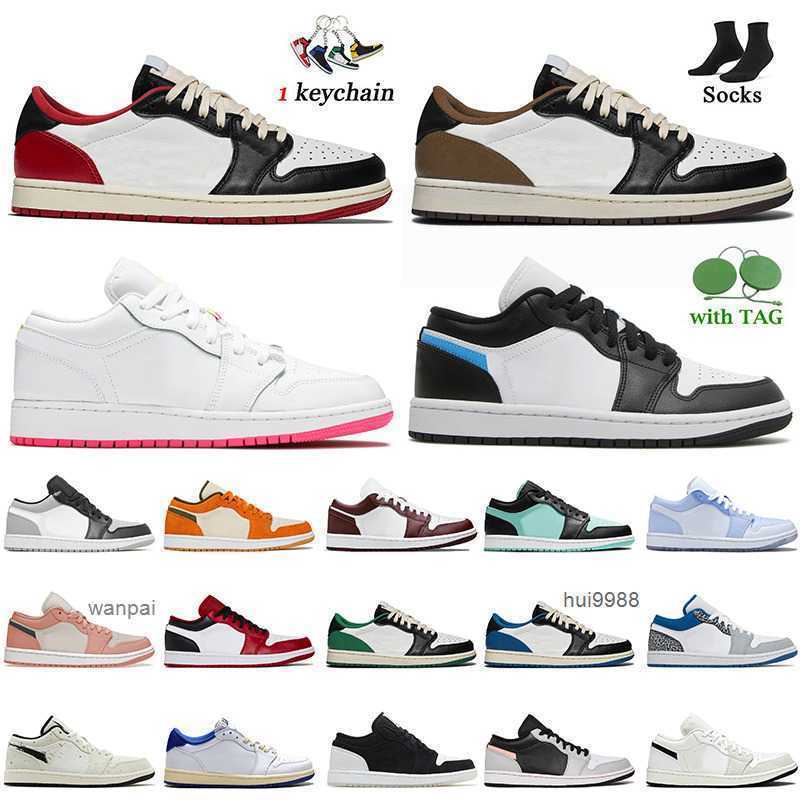 

2023 Jumpman 1s Low Basketball Shoes Top Fashion Women Mens Jorda 1 Fragment Cactus Jacks Dark Mocha Edge Glow Black University Blue Revers og designer shoes, A61 cactus jack green 36-46