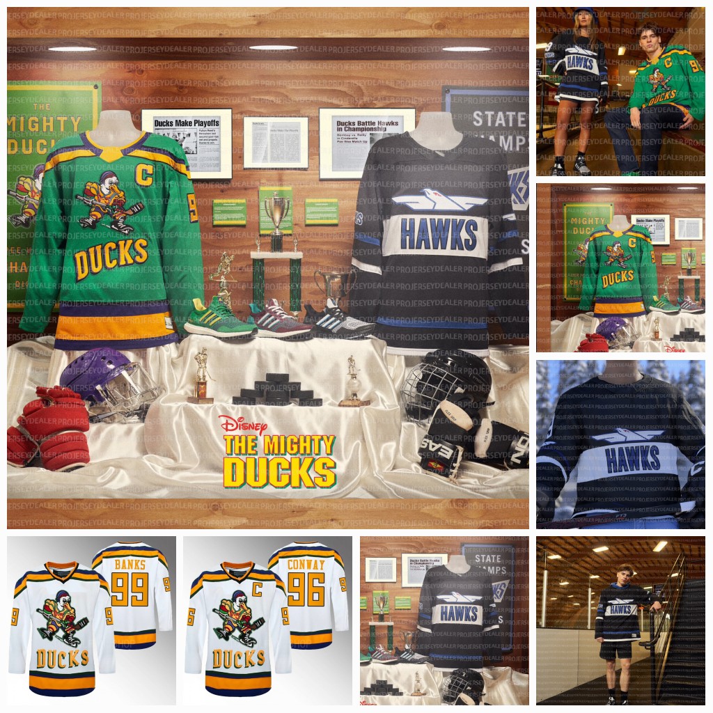

The mighty ducks Hawks jersey 30th anniversary Charlie Conway Adam Banks Jakob Silfverberg Trevor Zegras Troy Terry John Gibson Adam Henrique John Klingberg, White mens s-3xl