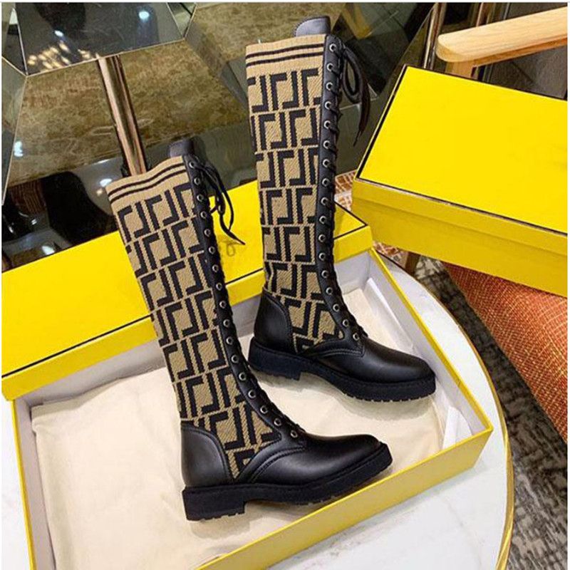 

Martin Boots Women 'S Shoes Outdoor Socks Lace Shoes Fashion Top Designer Luxury Letter Knit Sexy Knee High Botas Half Ladies Flat Stretch 35-41 F, Original box