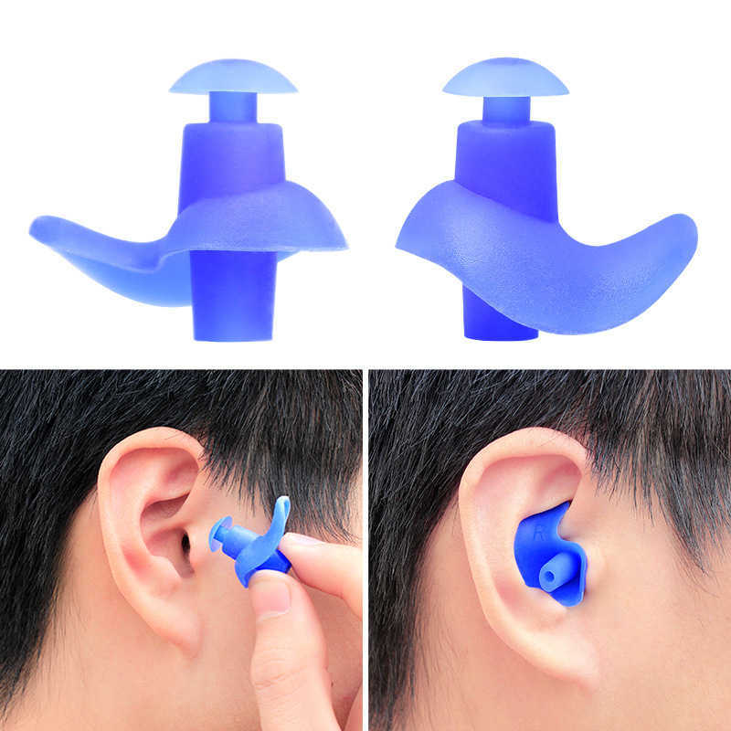 1 Pair Silicone Waterproof Swimming Ear Plugs Earplugs Ear Protector Noise Reduction Protective Earmuffs Comfortable Study Sleep