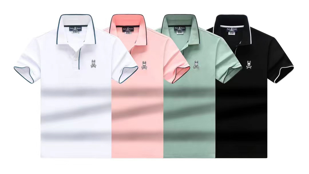 

Men's PsychoBunny Skull Rabbit Polo Shirt Short Sleeve Cartoon Embroidery Collar Solid Fashion Brand Simple #01, Customize