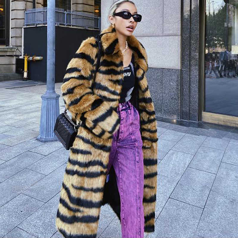 

Women's Fur Faux 2022 Winter Fashion Casual Spliced Leopard Print Jacket Female Thick Warm Mid-long Plush Outerwear Coat Women T221102