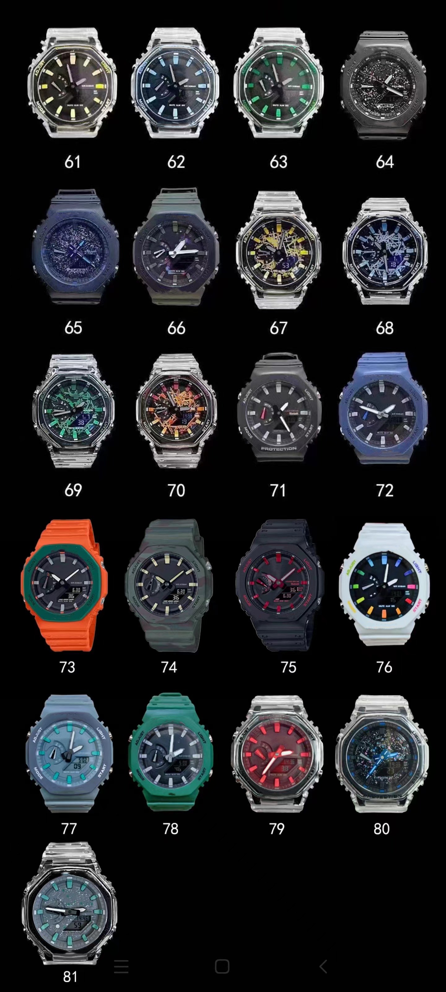 

Iced Out Watch Digital Sport Quartz Men 2100 Watch LED automatic hand lamp detachable assembled waterproof World Time Oak Series, 61