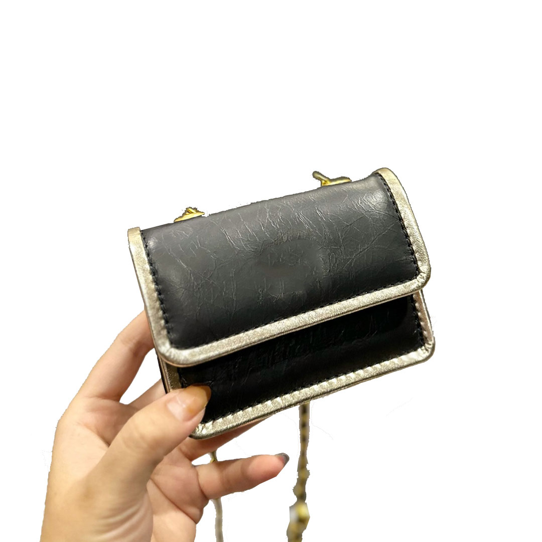 

Classic Quilted Matelasse Mini Flap Shoulder Bags Crossbody 5A Quality Genuine Leather Chain Bag Fashion Two-tone Cosmetic Case Designer Bag Coin Wallet 12CM, Black