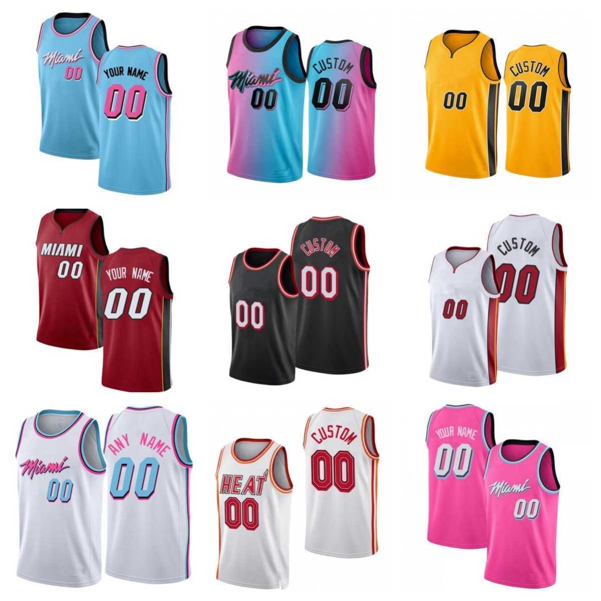 Hommes femmes jeunes Miami'''heat''Custom 77 Omer Yurtseven Jimmy 22 Butler 13 Bam Adebayo Tyler 14 Herro Dwyane 3 Jersey de basket-ball Wade