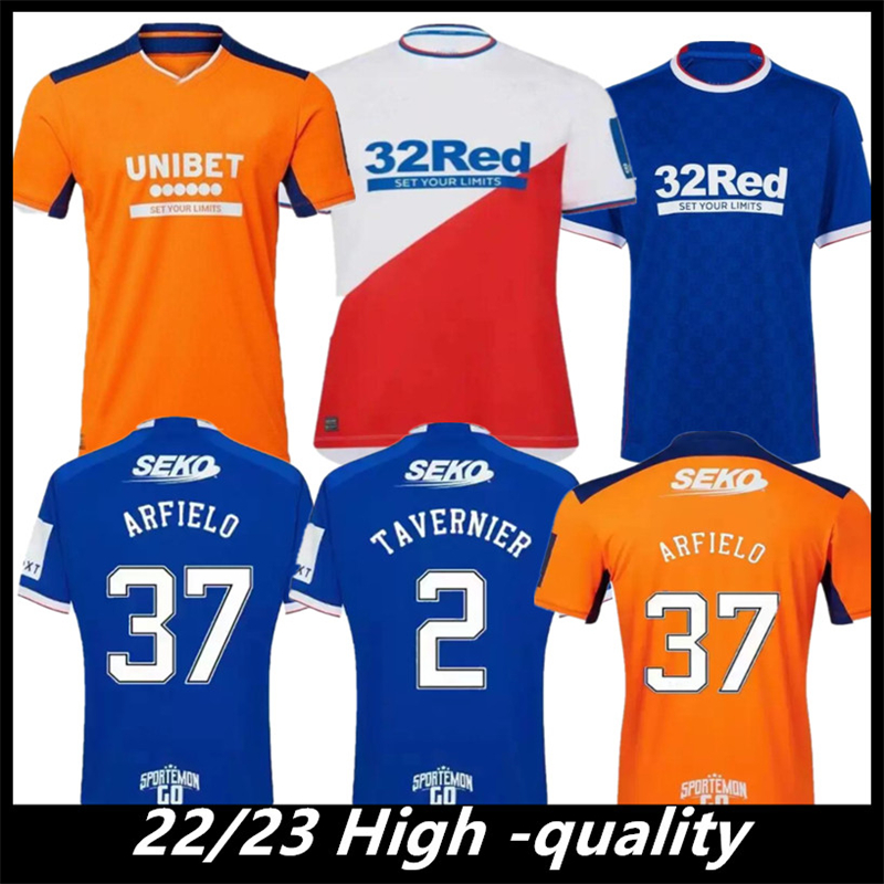 

22 23 Rangers fc Soccer Jerseys Glasgow Legends home away DEFOE HAGI BARKER KENT TAVERNIER third Football Shirts 2022-2023, Red